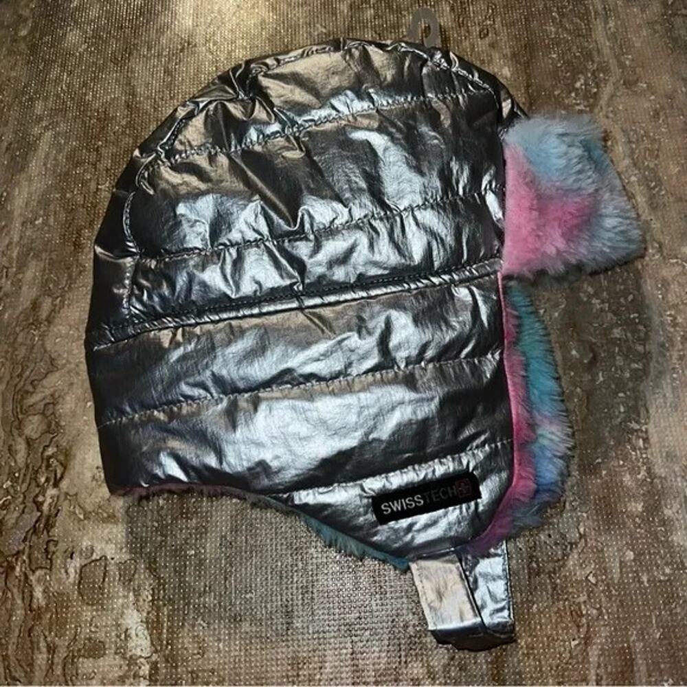 Swiss Tech silver & cotton candy colors winter hat size L/XL